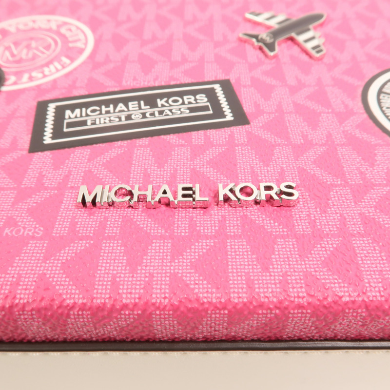 Michael Kors 塗層帆布Jeanie Small Embellished Signature銀扣肩背袋-12