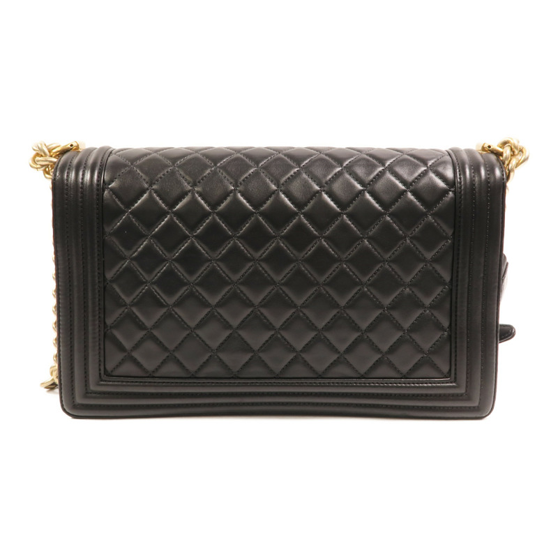 CHANEL 羊皮皮革Boy 28金扣鏈帶肩背袋-1