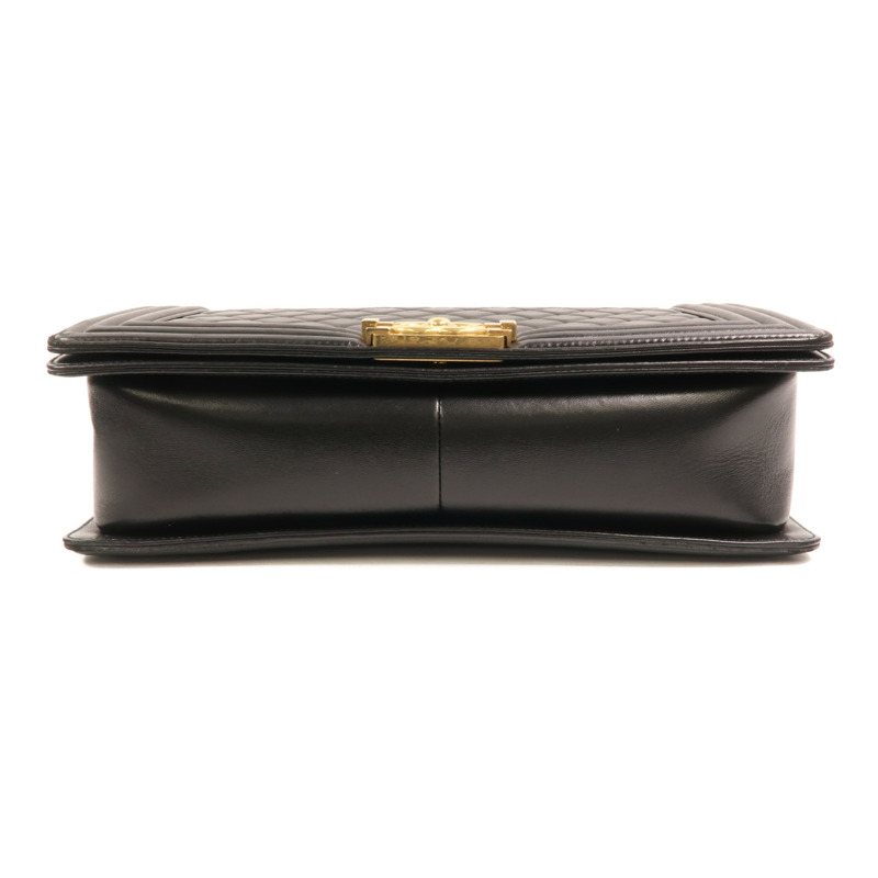 CHANEL 羊皮皮革Boy 28金扣鏈帶肩背袋-3