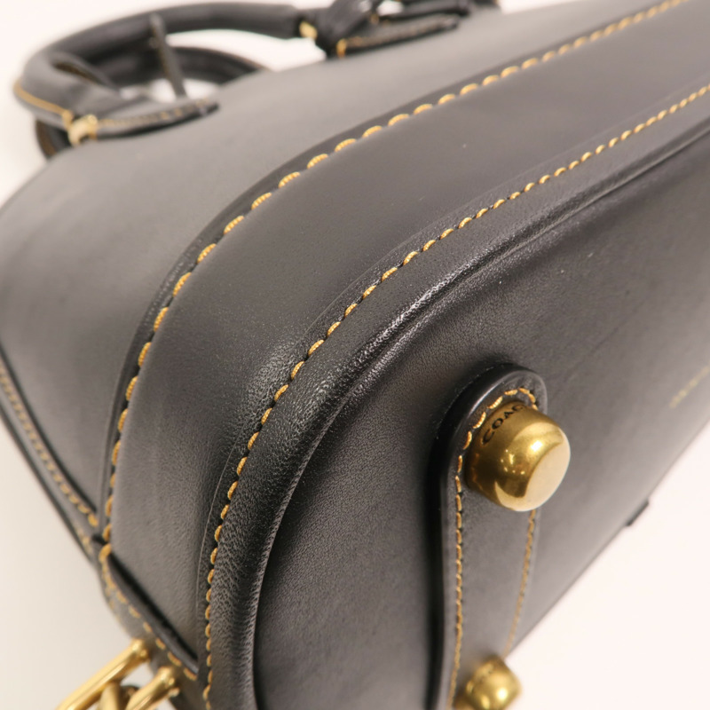 COACH 牛皮皮革Revel Bag金扣手挽肩背兩用袋-13