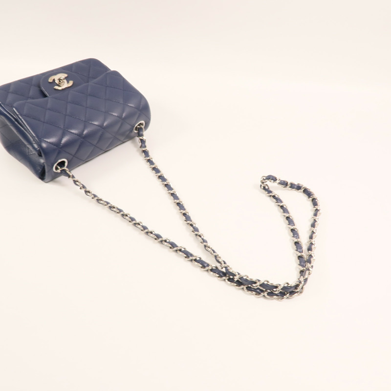 CHANEL 牛皮皮革Classic 17銀扣鏈帶肩背袋-7