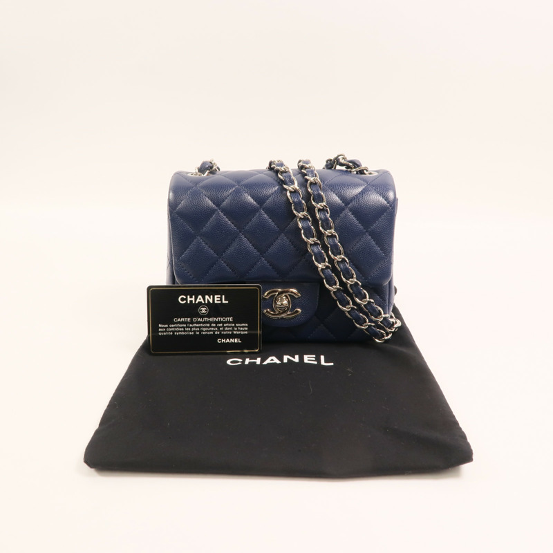 CHANEL 牛皮皮革Classic 17銀扣鏈帶肩背袋-9