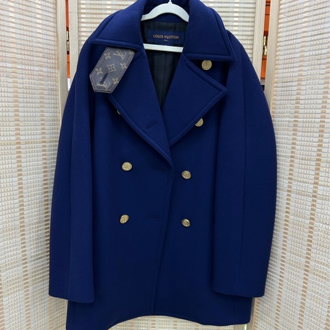 LV/ LouisVuitton海軍藍羊絨大衣 36碼 布魯士蘭藏青色 短款 厚實洋氣