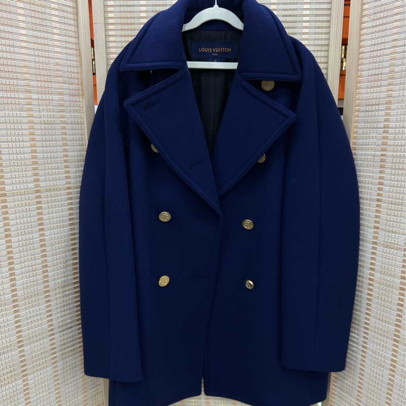LV/ LouisVuitton海軍藍羊絨大衣 36碼 布魯士蘭藏青色 短款 厚實洋氣-1