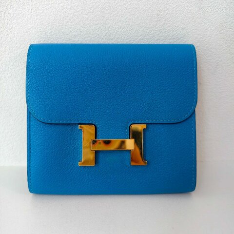 愛馬仕/Hermes Constance Slim皮夾 藍色 牛皮  尺寸:13x11x3.8cm