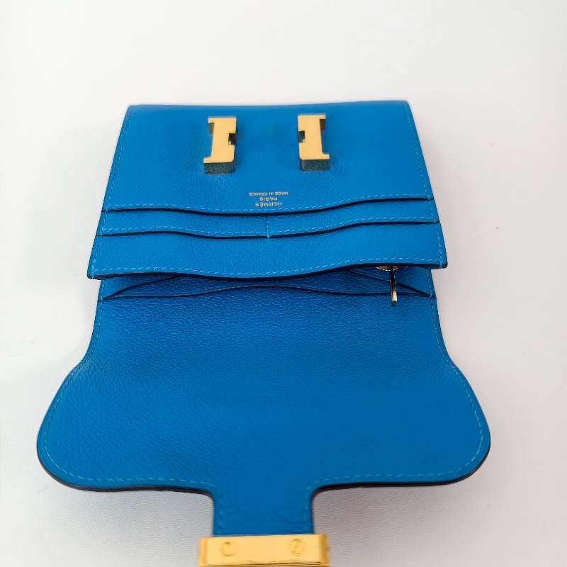 愛馬仕/Hermes Constance Slim皮夾 藍色 牛皮  尺寸:13x11x3.8cm-6