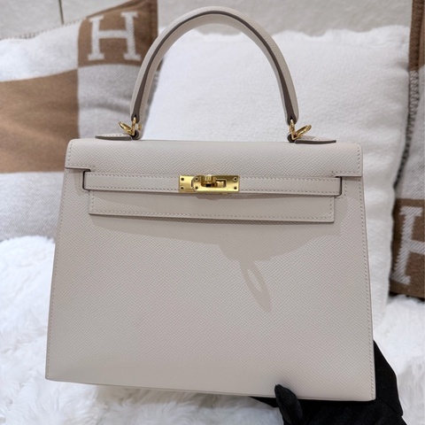Kelly 25 奶昔白 金扣 s刻