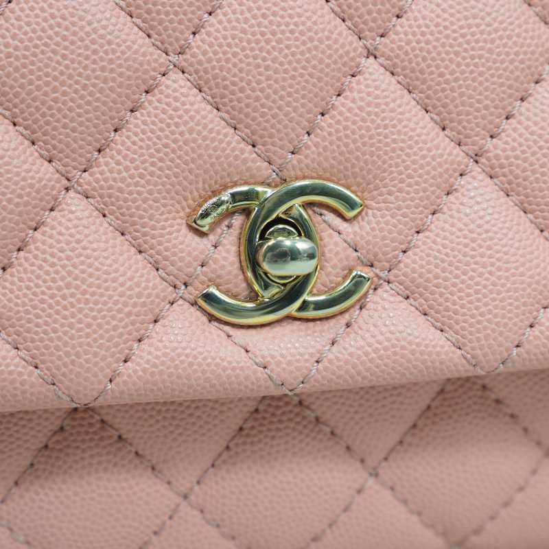 Chanel Coco Handle Caviar Pink 香奈兒可可蜜桃粉粉紅色荔枝皮單肩手提包-3