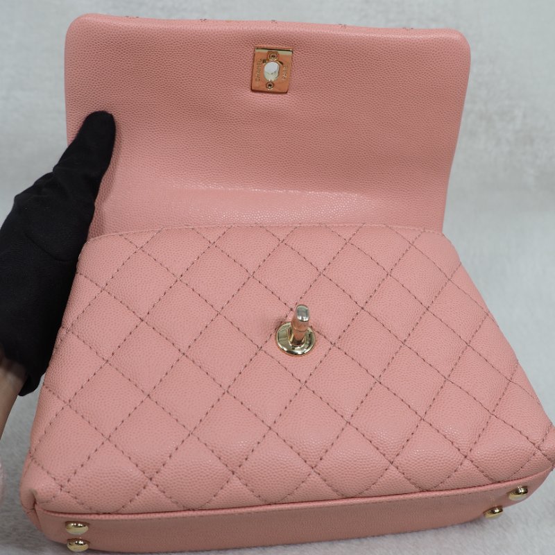 Chanel Coco Handle Caviar Pink 香奈兒可可蜜桃粉粉紅色荔枝皮單肩手提包-4