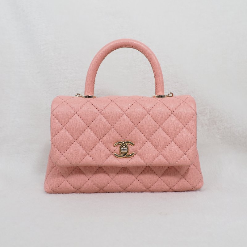 Chanel Coco Handle Caviar Pink 香奈兒可可蜜桃粉粉紅色荔枝皮單肩手提包-5