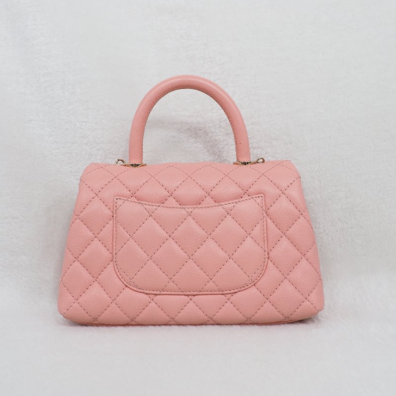 Chanel Coco Handle Caviar Pink 香奈兒可可蜜桃粉粉紅色荔枝皮單肩手提包-9