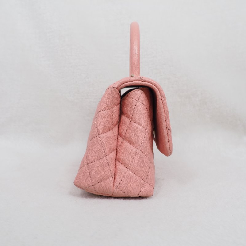 Chanel Coco Handle Caviar Pink 香奈兒可可蜜桃粉粉紅色荔枝皮單肩手提包-11