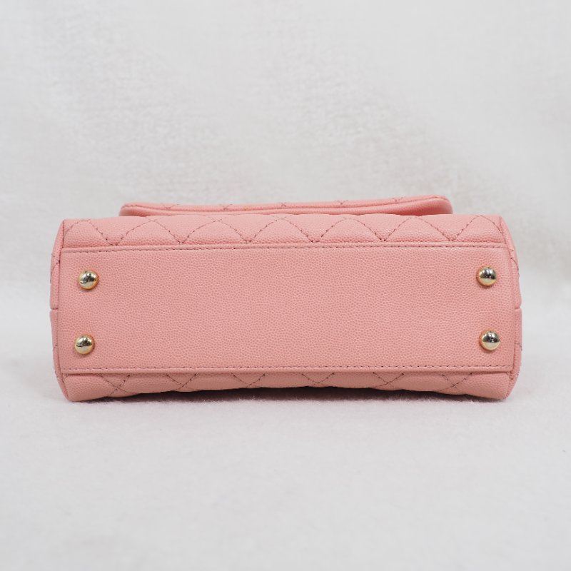 Chanel Coco Handle Caviar Pink 香奈兒可可蜜桃粉粉紅色荔枝皮單肩手提包-12
