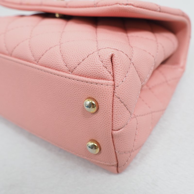 Chanel Coco Handle Caviar Pink 香奈兒可可蜜桃粉粉紅色荔枝皮單肩手提包-14