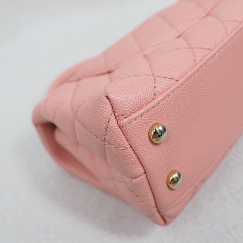 Chanel Coco Handle Caviar Pink 香奈兒可可蜜桃粉粉紅色荔枝皮單肩手提包-15