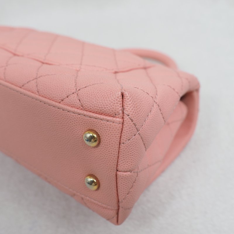Chanel Coco Handle Caviar Pink 香奈兒可可蜜桃粉粉紅色荔枝皮單肩手提包-16