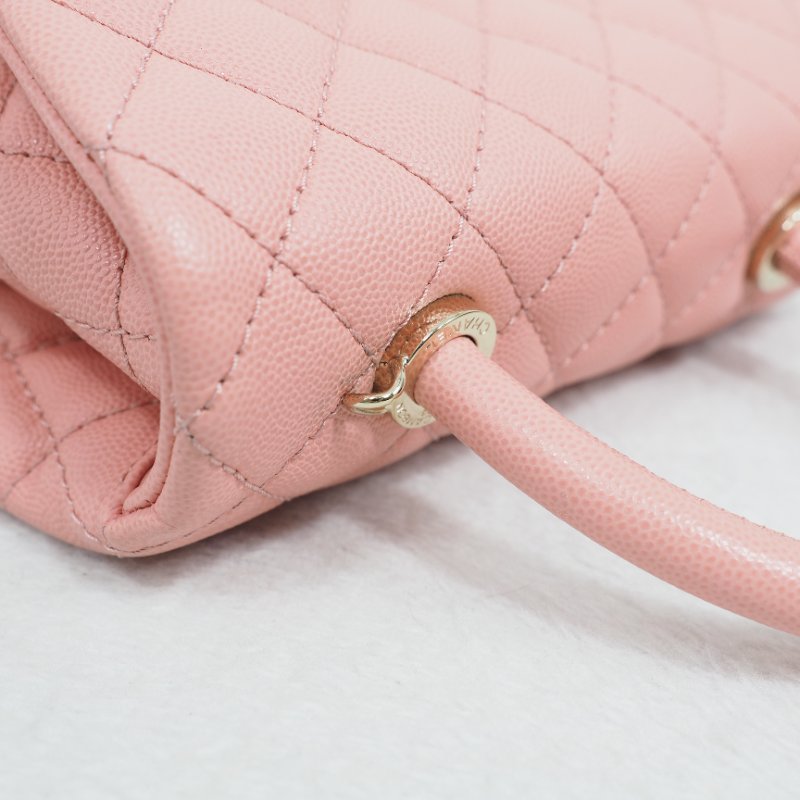 Chanel Coco Handle Caviar Pink 香奈兒可可蜜桃粉粉紅色荔枝皮單肩手提包-20