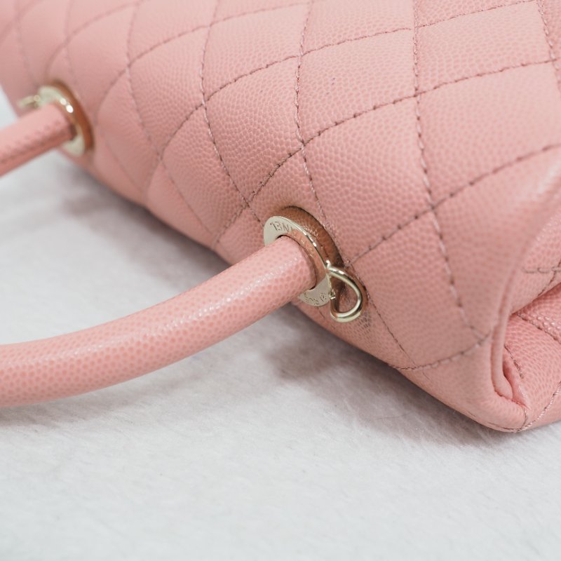 Chanel Coco Handle Caviar Pink 香奈兒可可蜜桃粉粉紅色荔枝皮單肩手提包-21