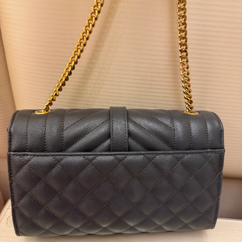 YSL 超美魚子醬灰色斜背包-4