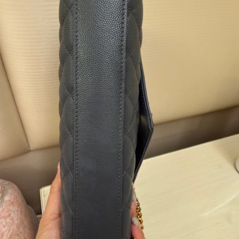 YSL 超美魚子醬灰色斜背包-8