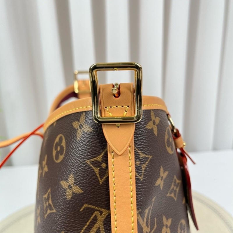 sz yff LV路易威登 25年8月票 芯片款 Carryall PM小號子母包 經典老花滿印購物袋 塗層帆布拼牛皮飾邊 手提單肩包托特包 女款 棕色-25