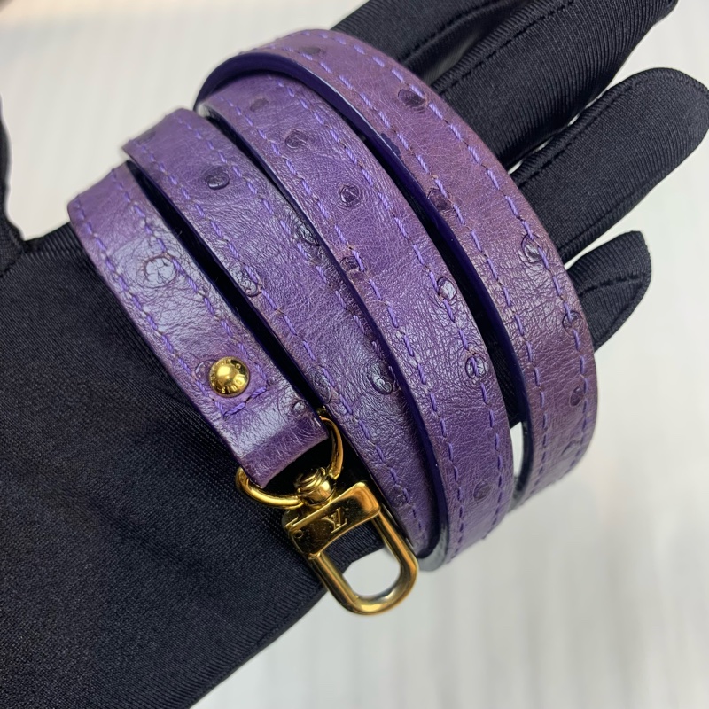 路易威登/Louis Vuitton Alma BB 金扣紫色鴕鳥皮貝殼包 珍藏稀有皮 配件：長肩帶，鎖頭，鑰匙 23.5x11.5x17.5cm-7