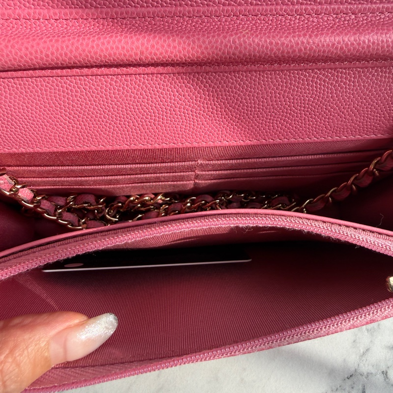 Chanel WOc粉色荔枝 超可愛-11