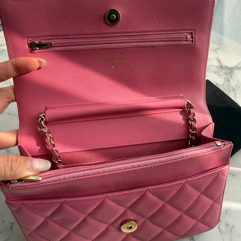 Chanel WOc粉色荔枝 超可愛-17