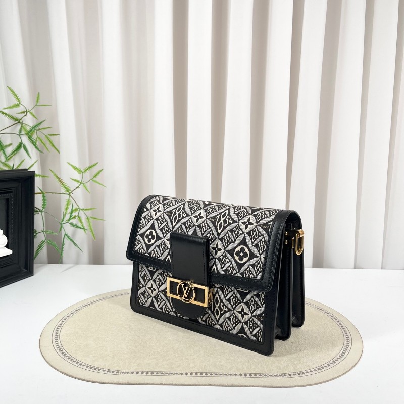 LV路易威登 DAUPHINE 黑色拼白色 1854老花 帆布拼牛皮達芙妮 容量適中 時尚高級-2