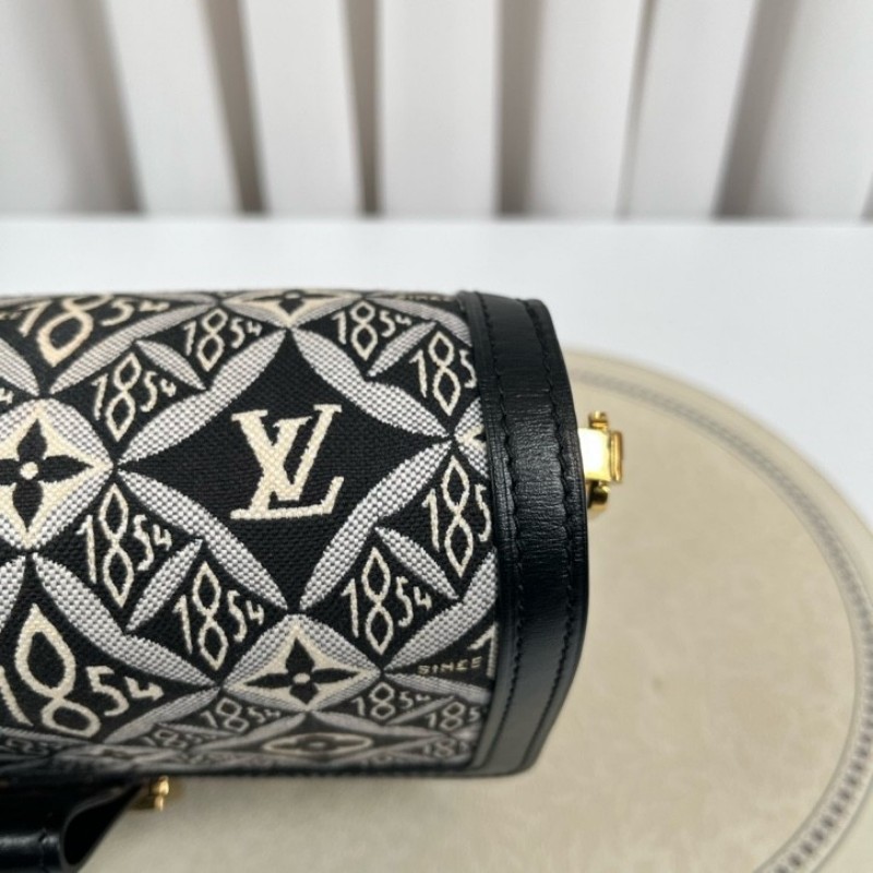 LV路易威登 DAUPHINE 黑色拼白色 1854老花 帆布拼牛皮達芙妮 容量適中 時尚高級-10