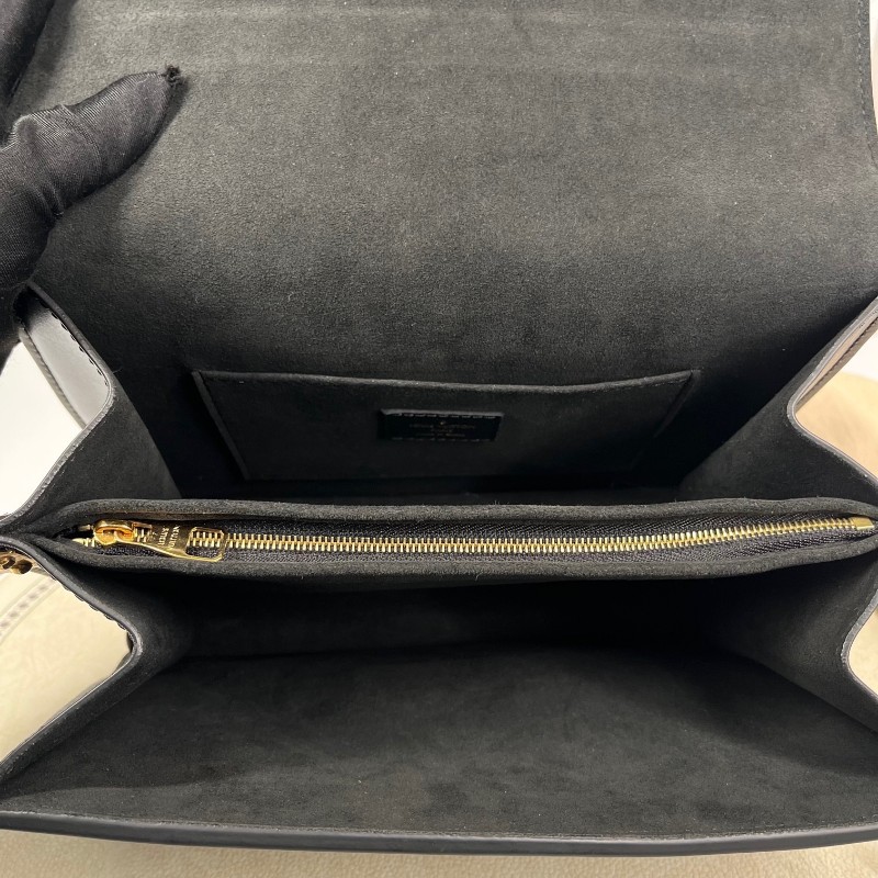 LV路易威登 DAUPHINE 黑色拼白色 1854老花 帆布拼牛皮達芙妮 容量適中 時尚高級-14