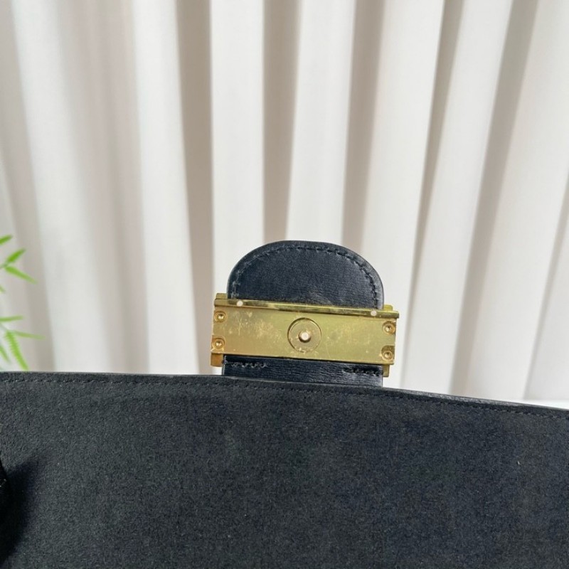 LV路易威登 DAUPHINE 黑色拼白色 1854老花 帆布拼牛皮達芙妮 容量適中 時尚高級-19