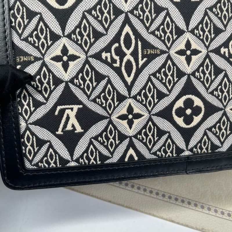 LV路易威登 DAUPHINE 黑色拼白色 1854老花 帆布拼牛皮達芙妮 容量適中 時尚高級-21