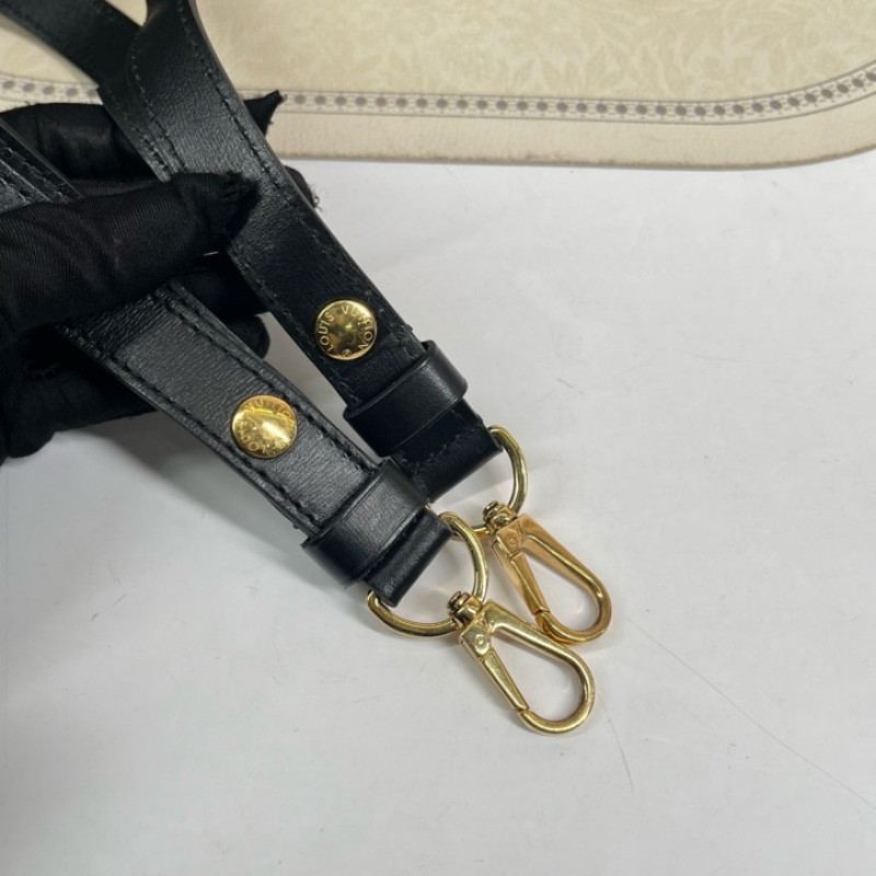 LV路易威登 DAUPHINE 黑色拼白色 1854老花 帆布拼牛皮達芙妮 容量適中 時尚高級-22