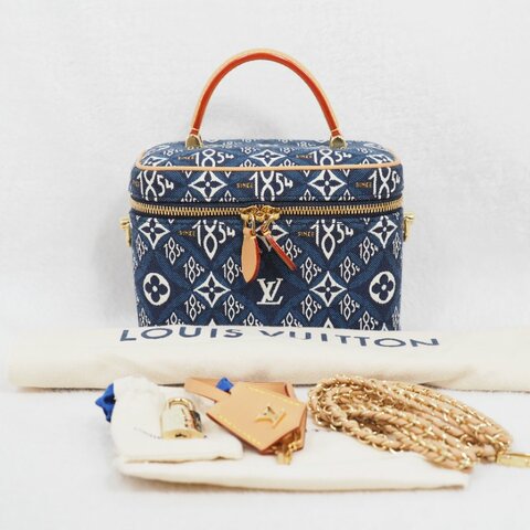 LV Louis Vuitton Since 1854 Vanity Case PM 路易威登1854系列牛仔丹寧藍提花化妝包 手提肩背包