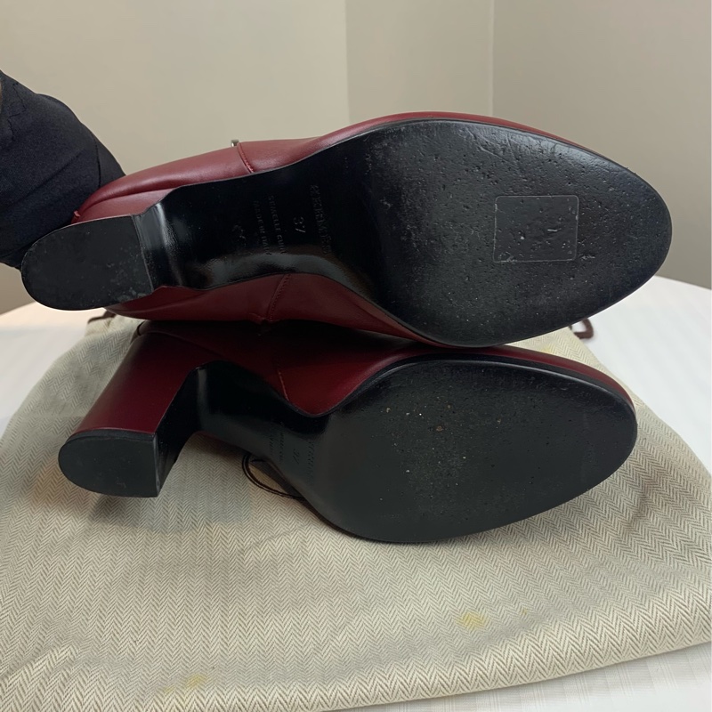 Hermes/愛馬仕 女士酒紅色Kelly全皮高跟靴子短靴 配件:盒子,塵袋 37碼-6