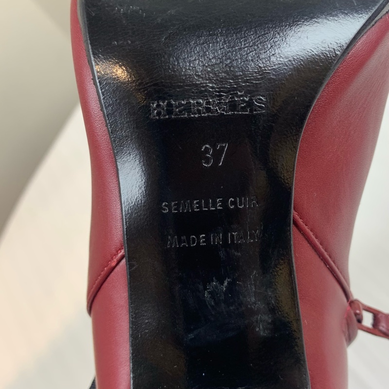 Hermes/愛馬仕 女士酒紅色Kelly全皮高跟靴子短靴 配件:盒子,塵袋 37碼-7