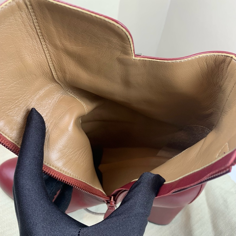 Hermes/愛馬仕 女士酒紅色Kelly全皮高跟靴子短靴 配件:盒子,塵袋 37碼-8