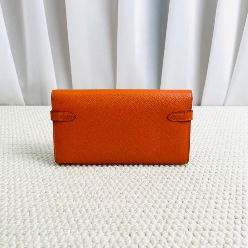 Hermes 爱马仕 Kelly長款錢包 銀扣 Epsom小牛皮 銀扣 女款 框Q刻-1