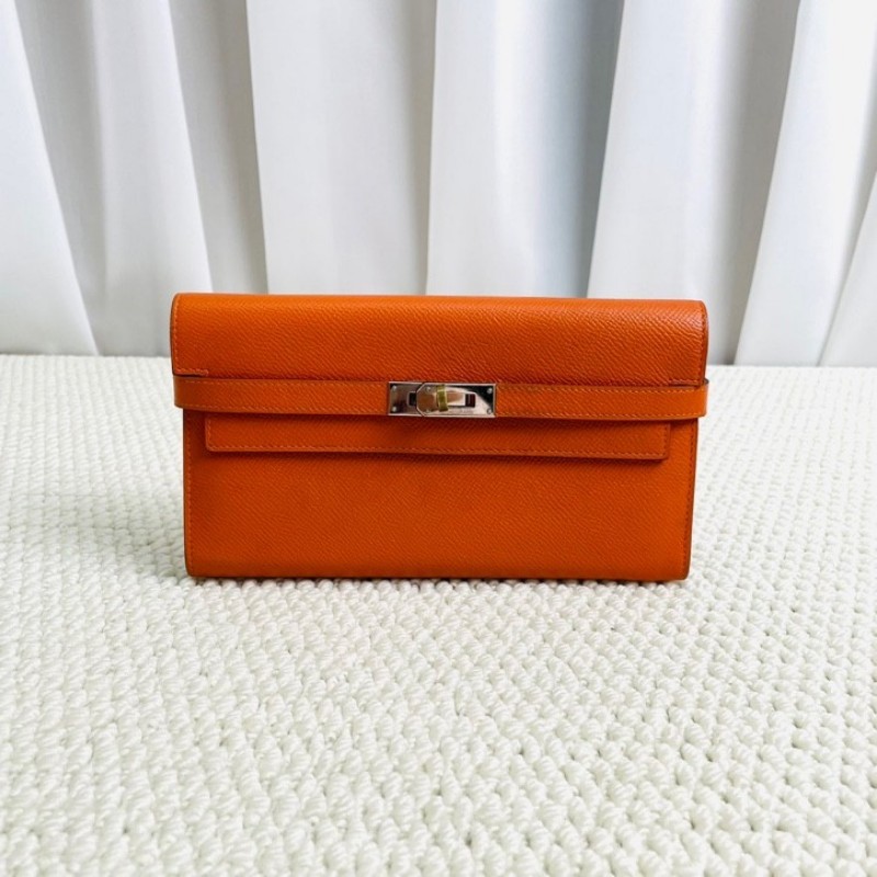 Hermes 爱马仕 Kelly長款錢包 銀扣 Epsom小牛皮 銀扣 女款 框Q刻-5