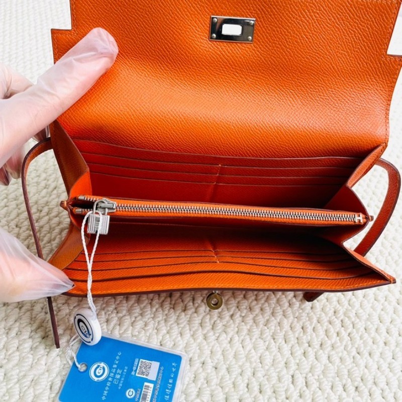 Hermes 爱马仕 Kelly長款錢包 銀扣 Epsom小牛皮 銀扣 女款 框Q刻-13