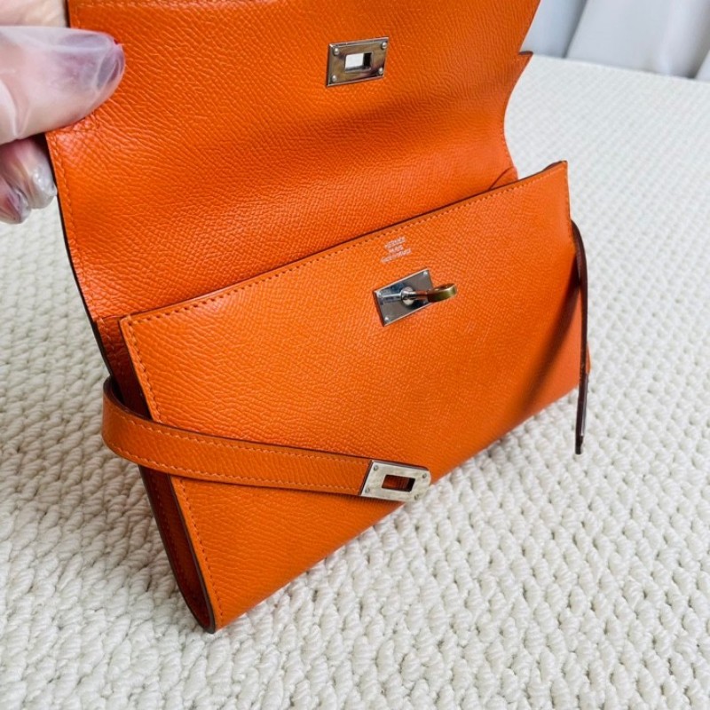 Hermes 爱马仕 Kelly長款錢包 銀扣 Epsom小牛皮 銀扣 女款 框Q刻-14
