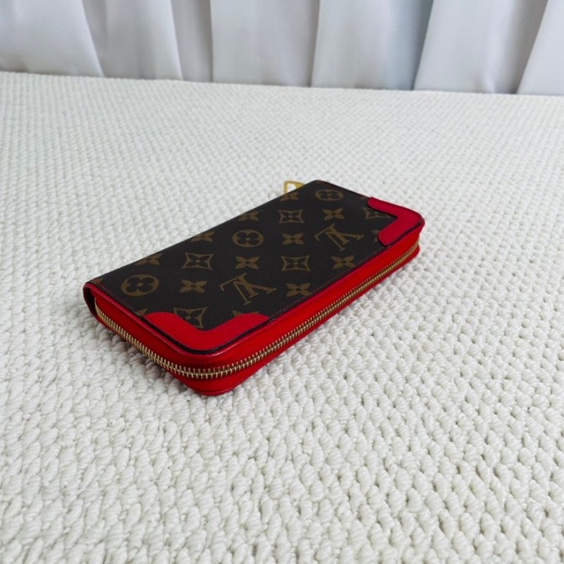 LV 路易威登 經典老花 紅色拼皮長款錢包 上手氣質顯白 經典款式-3