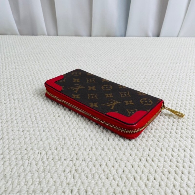 LV 路易威登 經典老花 紅色拼皮長款錢包 上手氣質顯白 經典款式-4