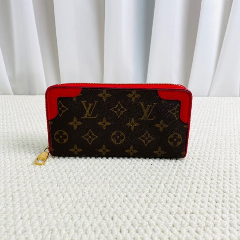 LV 路易威登 經典老花 紅色拼皮長款錢包 上手氣質顯白 經典款式-5