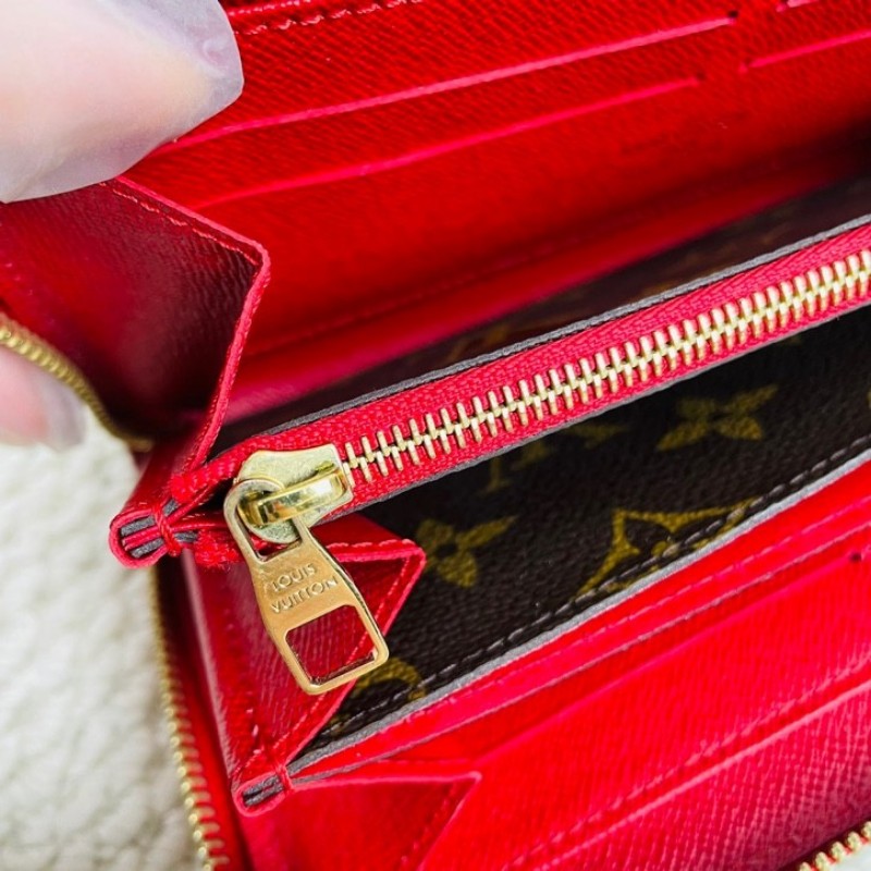 LV 路易威登 經典老花 紅色拼皮長款錢包 上手氣質顯白 經典款式-13