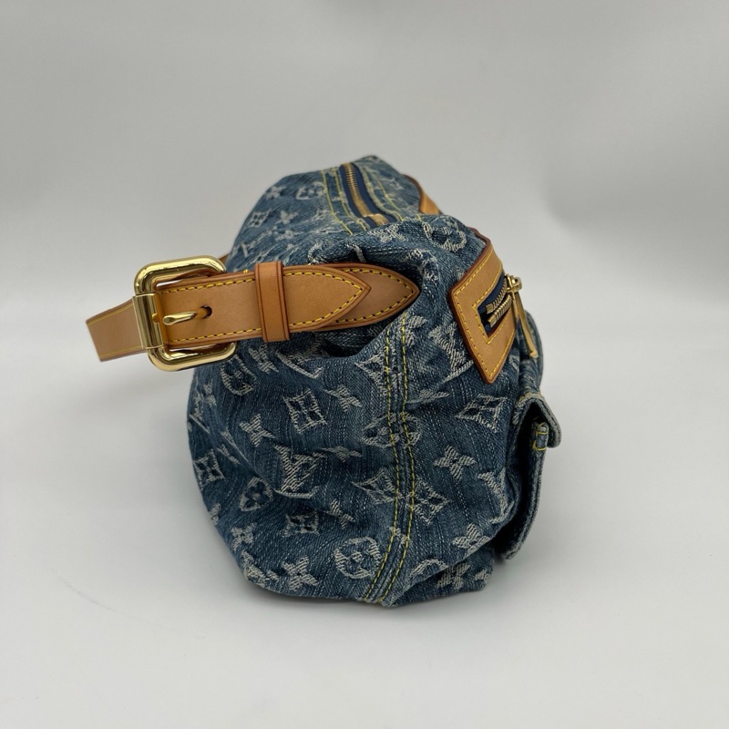 「JL精品代購」LV藍色牛仔丹寧曼哈頓單肩腋下包-3