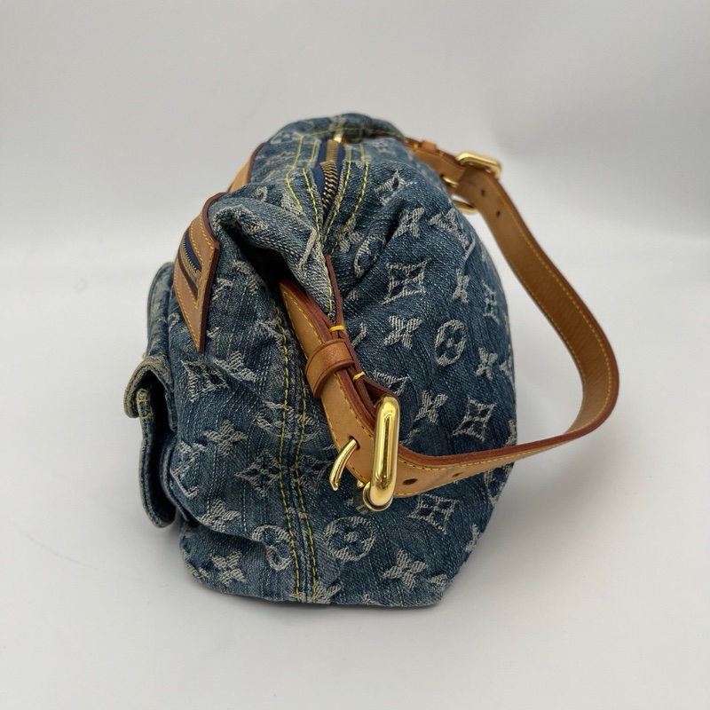「JL精品代購」LV藍色牛仔丹寧曼哈頓單肩腋下包-4