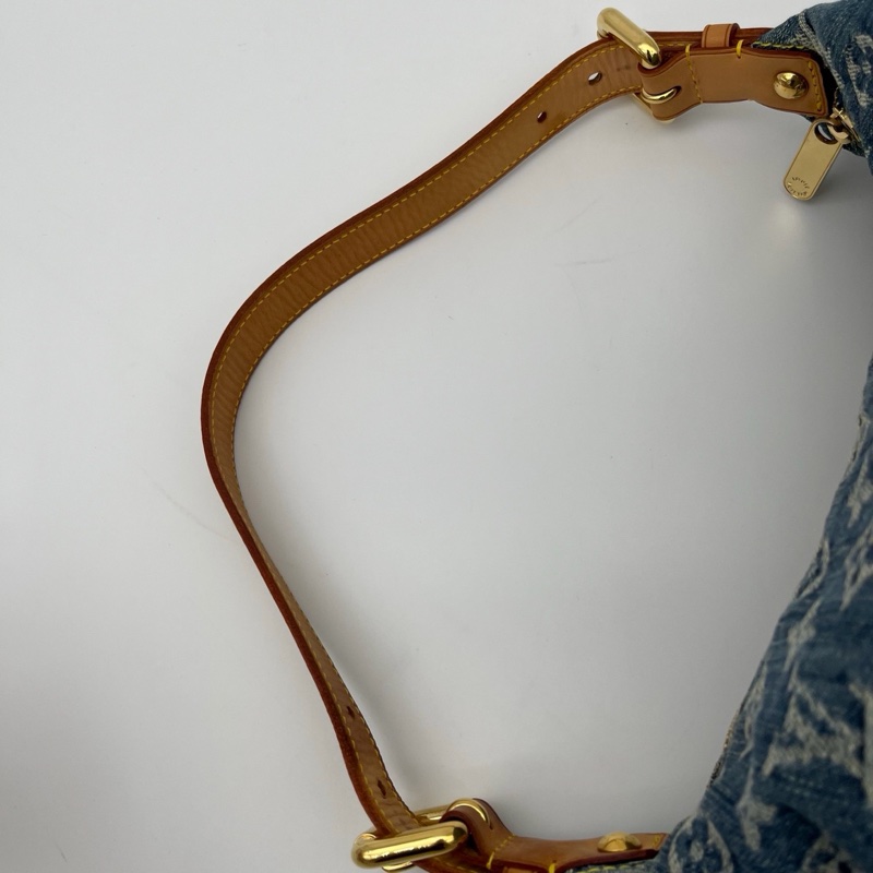 「JL精品代購」LV藍色牛仔丹寧曼哈頓單肩腋下包-6