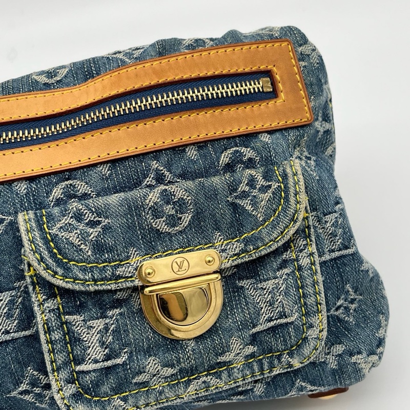 「JL精品代購」LV藍色牛仔丹寧曼哈頓單肩腋下包-10